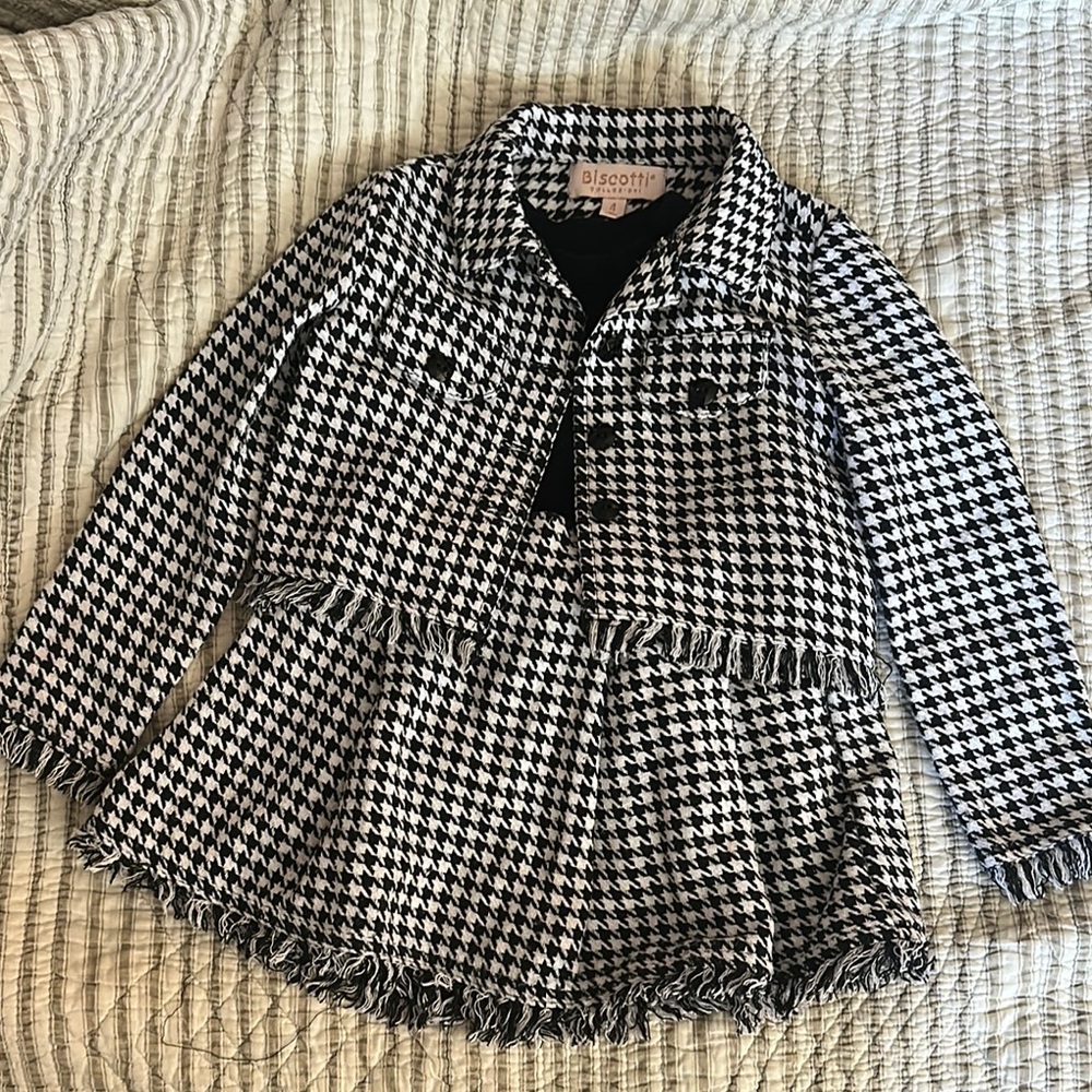 Black and White Kids Houndstooth Jacket